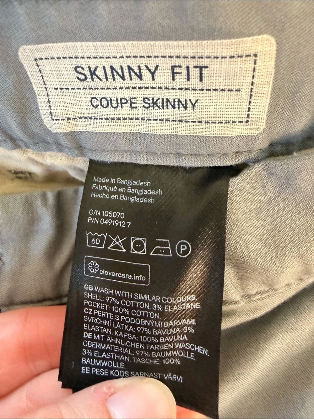 H&M Men's Gray Skinny Fit Chino Pants